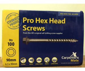 90mm Hex Head Screws (100 per box)